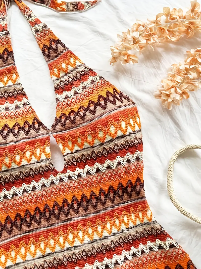 striped backless dress Striped Backless Dress with Lace Detail
