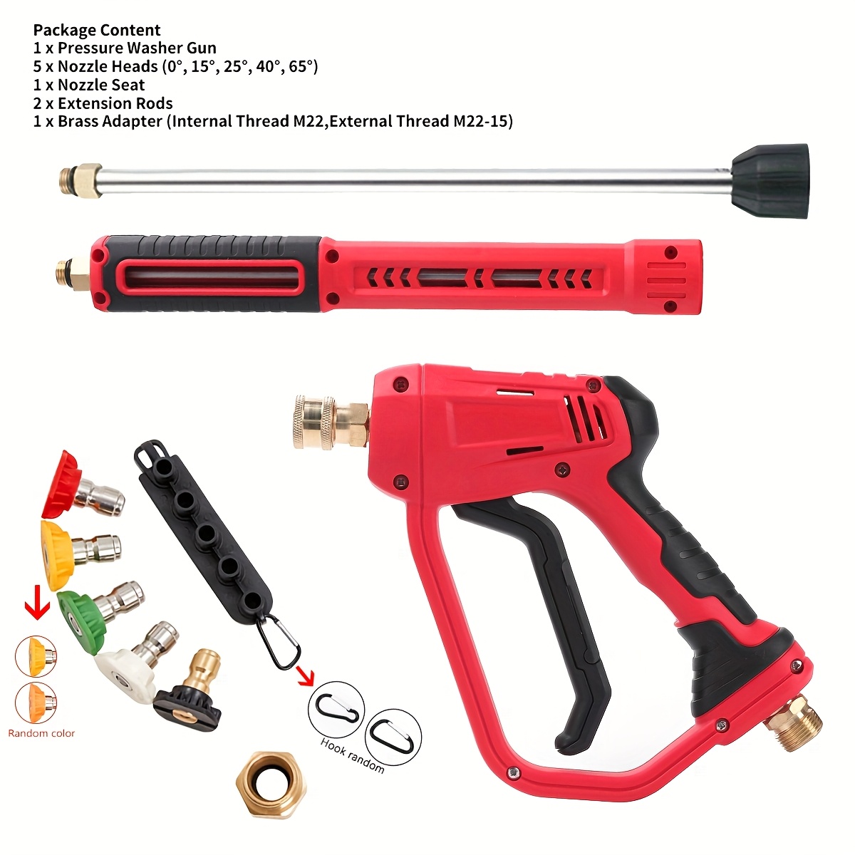 高圧洗浄ショートガン M22 14mm もら ノズルチップ5個 4000PSI