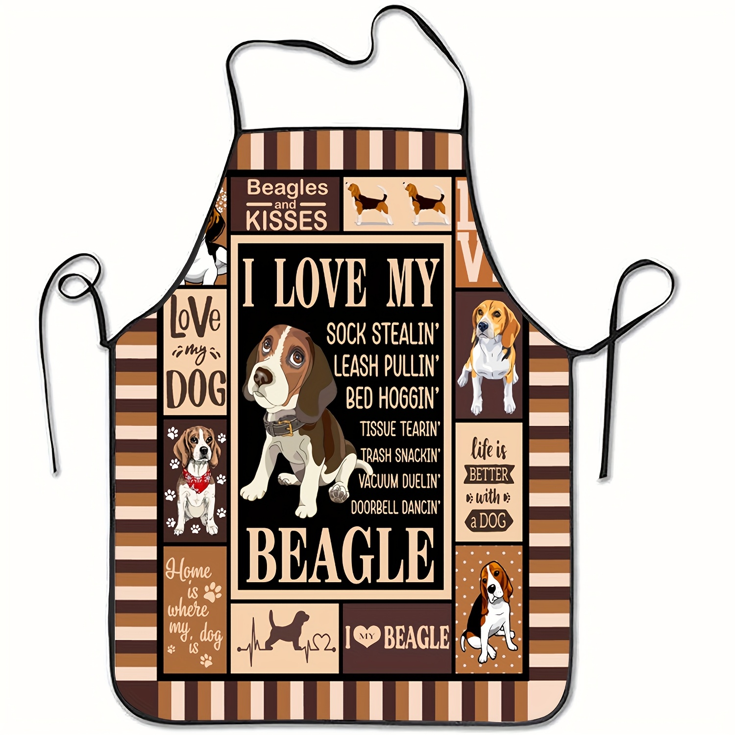 

1pc Of A Sleeveless Polyester Apron With A Beagle Dog Print For Home Kitchen Baking Work.