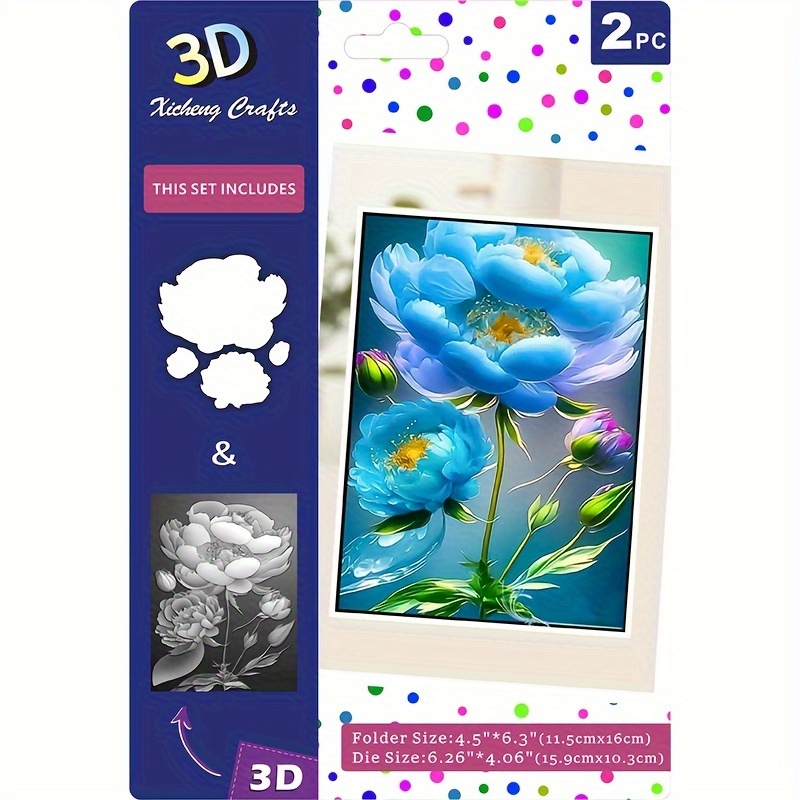 

Peony 3d Embossing Folder & Cutting Die Set - Transparent/silver, Floral Theme Toward Scrapbooking And Card Making