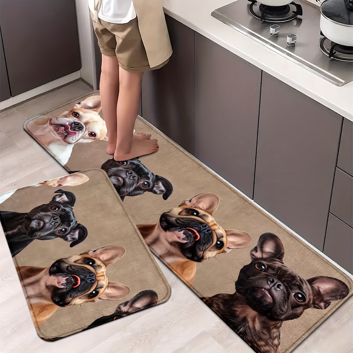 

1/2pcs Kitchen Rug, Cute Dog Pattern Area Rug, Non-slip Floor Mat, Decor Carpet For Laundry Office Kitchen Bathroom Decor, Home Decor Accessories