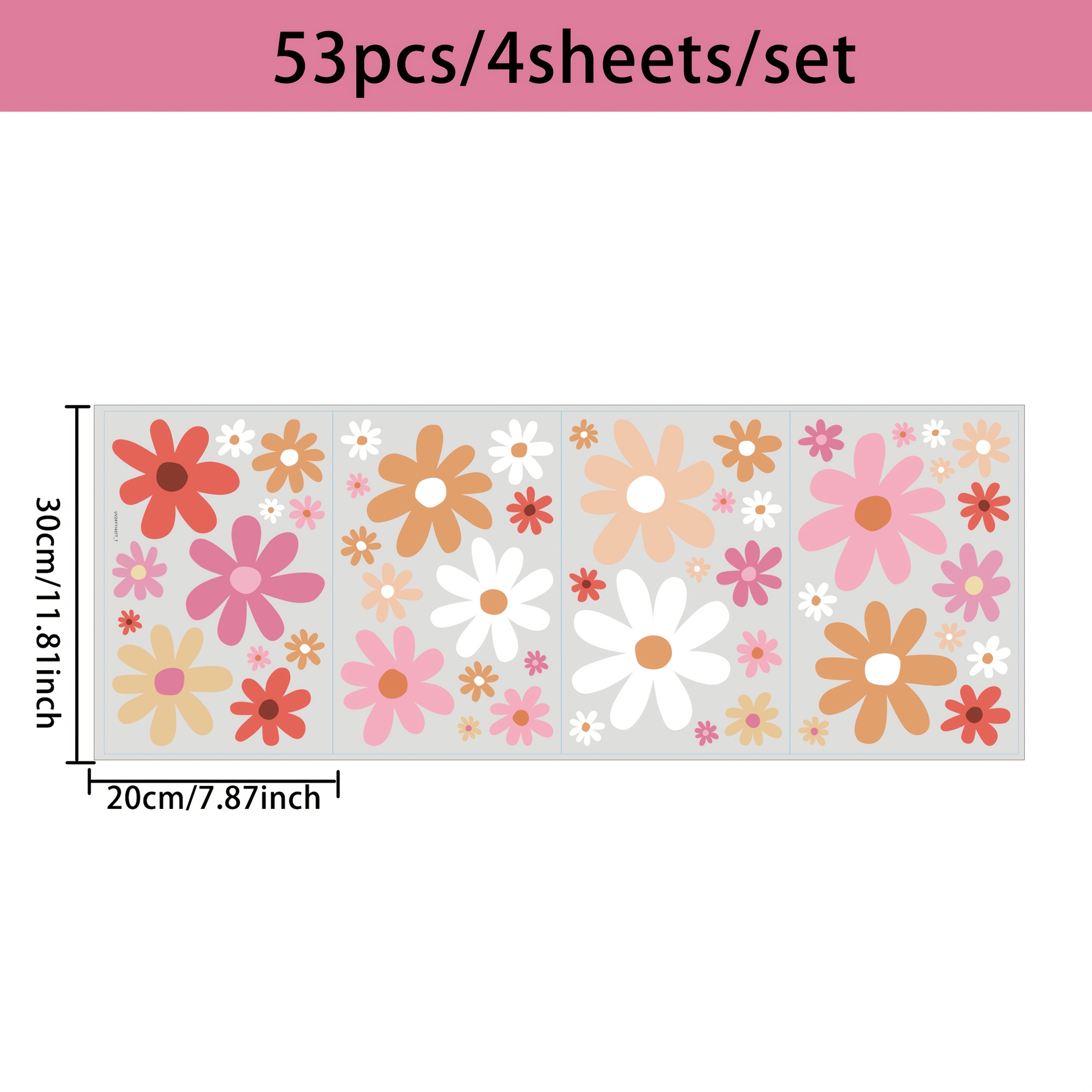 53pcs Wall Stickers Pvc Self-adhesive, Suitable For Bedroom, Living Room, Bathroom Wall Stickers, Flower Window Stickers, Modern Minimalist Wall Stickers