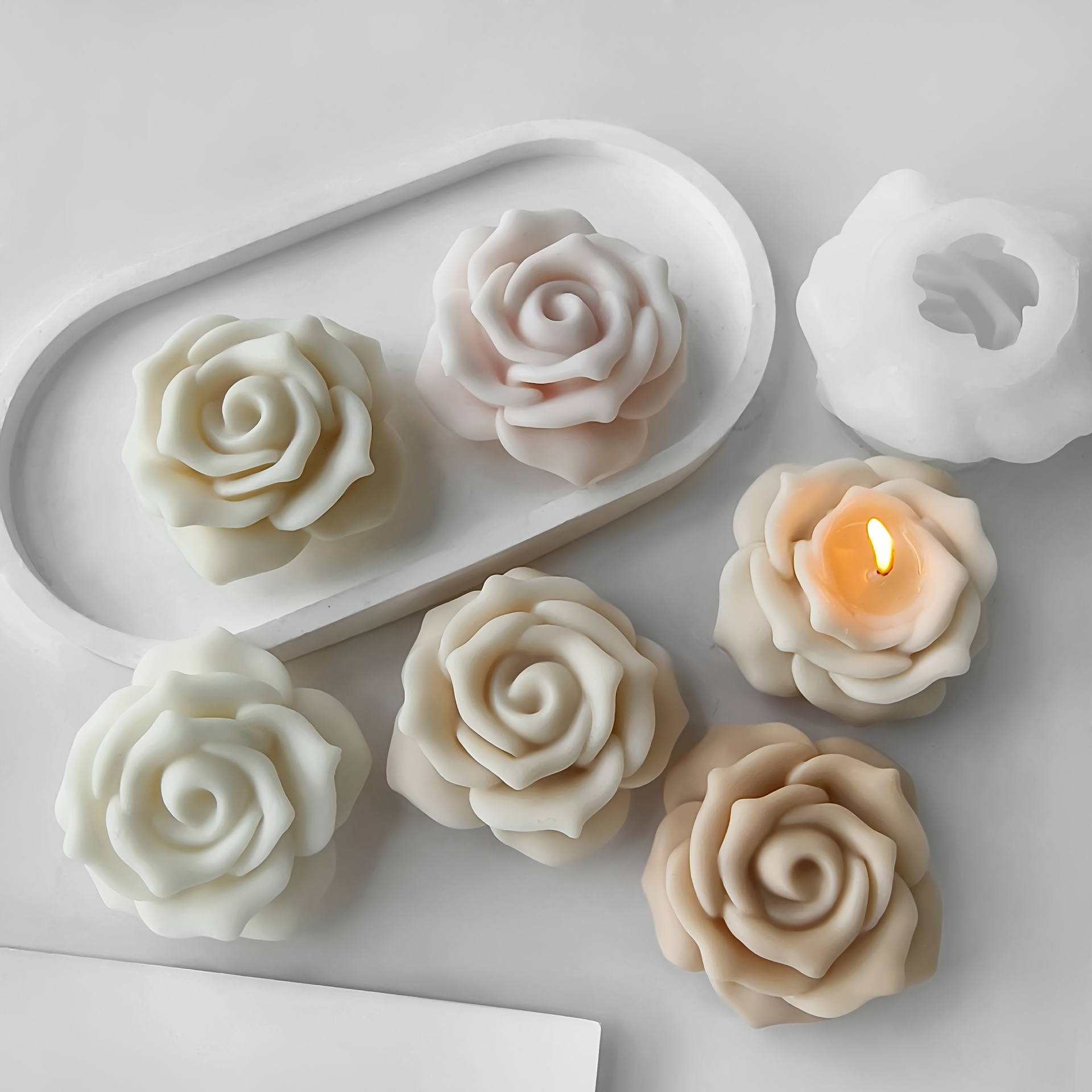 

Silicone Candle Molds For Diy Aromatherapy, Rose Peony Flower Shapes, Irregular Handmade Scented Wax Craft Molds