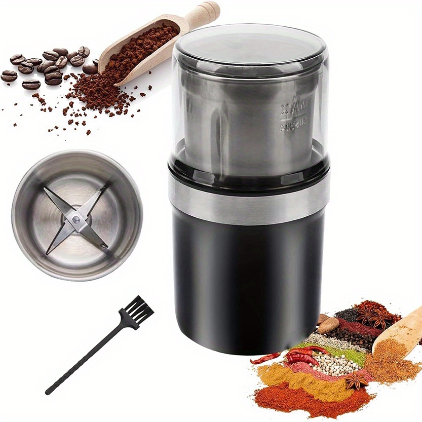 TEMU Multi-functional Grinder, Coffee And Spice Grinder, 100g Large Capacity, Double Stainless Steel , Suitable For Coffee Beans, Herbs, Nuts - Home,