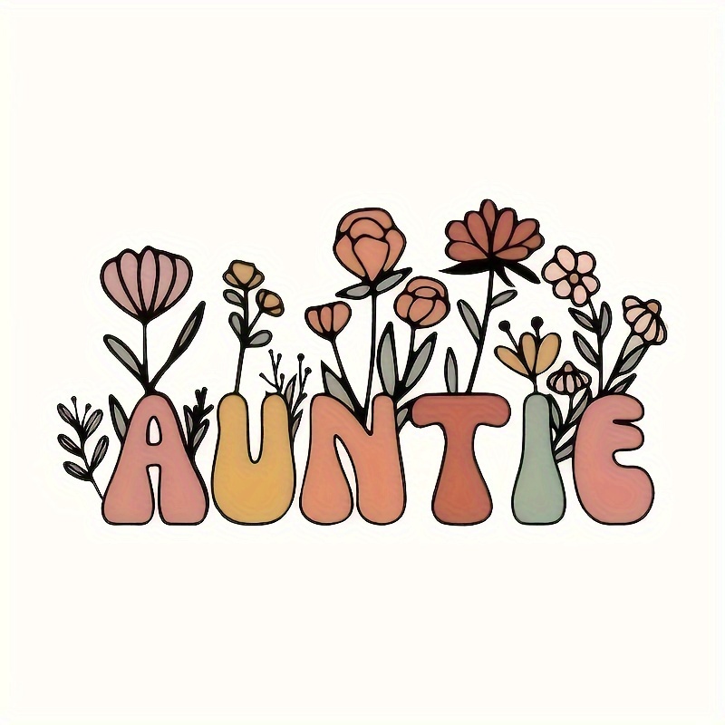 

1pc Fashionable Auntie Flower Iron-on Transfer Sticker Patch For Diy T-shirts, Sweatshirts, Jeans, Backpacks, Jackets, Tote Bags, Pillows, And Vintage Baseball Caps, Pvc Material Applique Patch