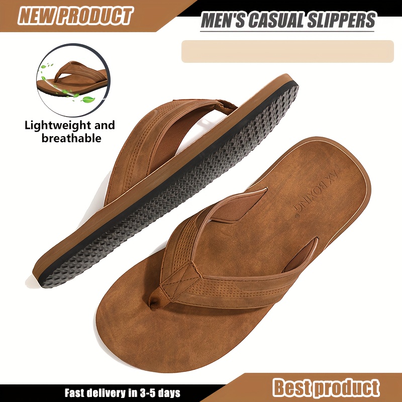 Men\'s Brown Polyurethane Flip Flops Comfortable Outdoor Thong Sandals Casual Men main image 3