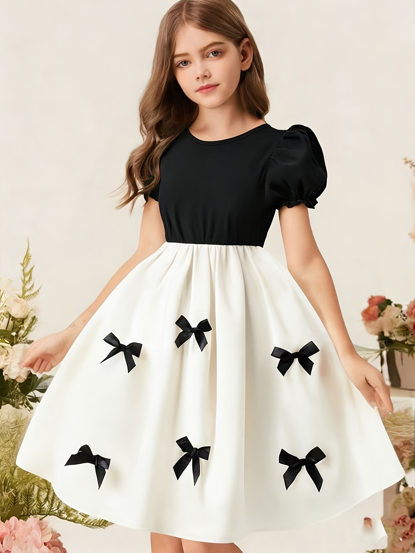 blue dress for baby girl 100% Cotton Black & White Floral Mini Dress - All Dresses