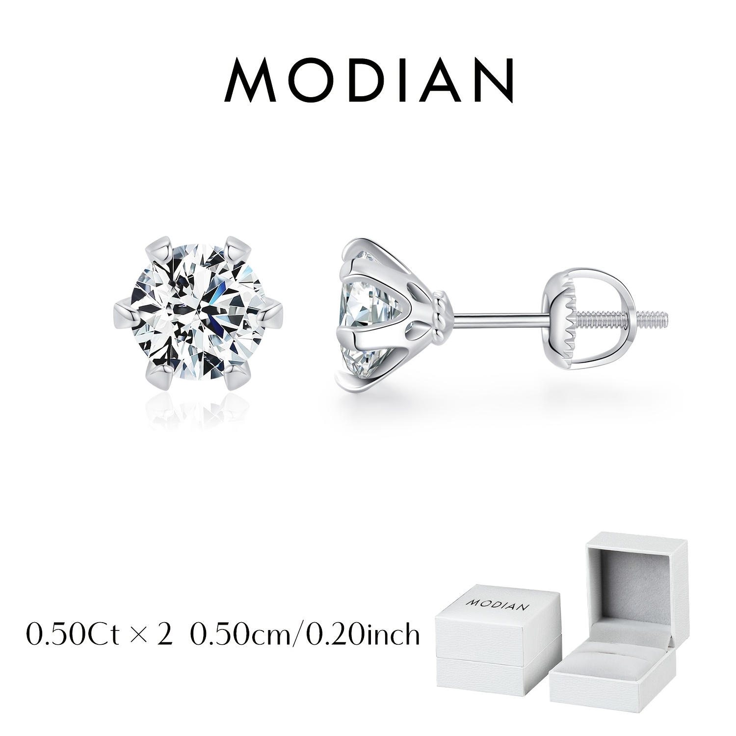 Image of 1 Carat Moissanite Stud Earrings 925 Sterling Silver Sparkling Wedding Platinum Plated Fine Jewelry For Women