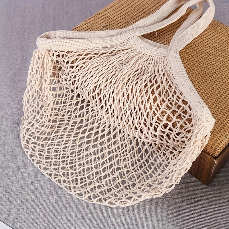five light-colored mesh shopping bags with pockets, suitable for fruits and reusable 0