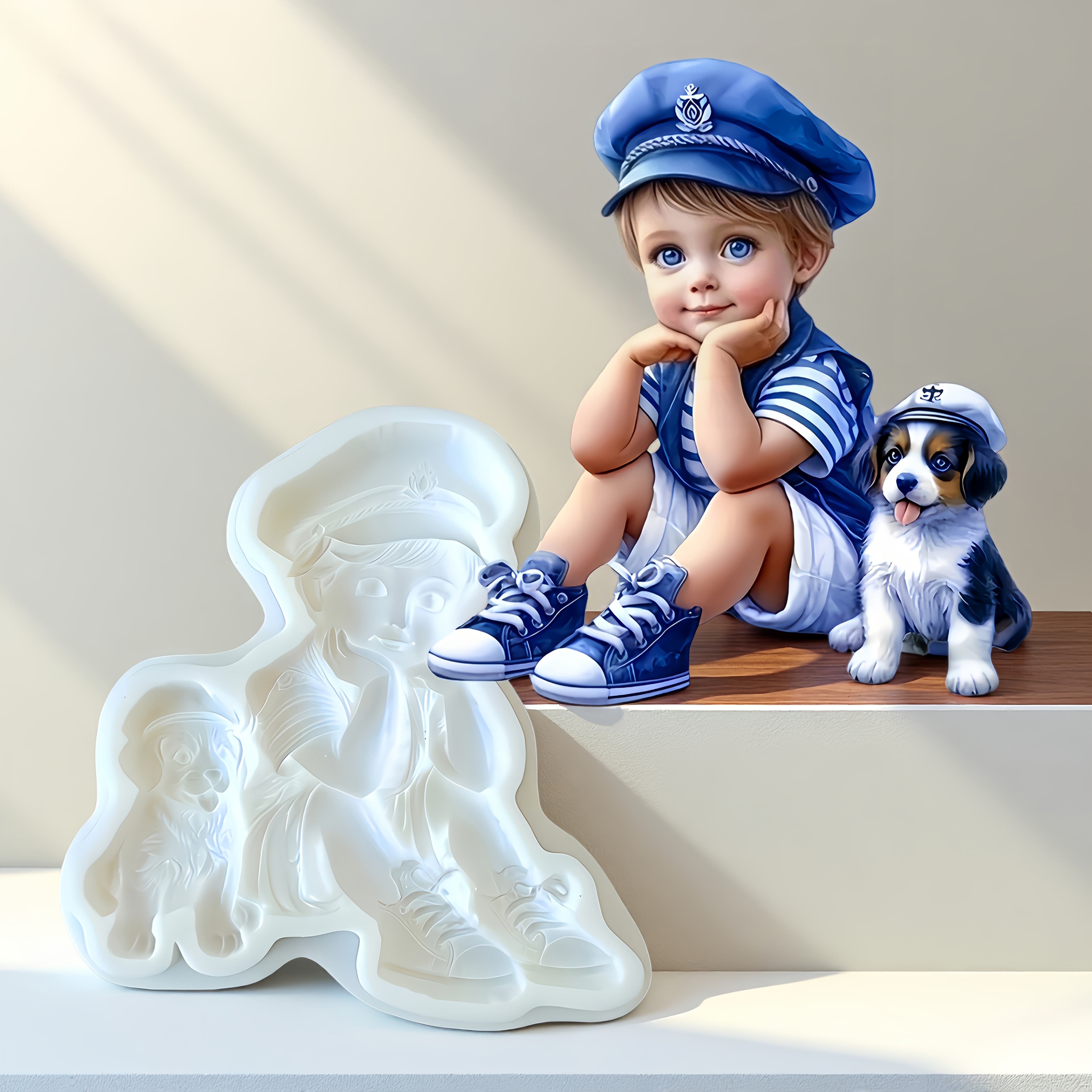 1pc, New Little Boy And Puppy Shaped Kitchen Baking Mold; Cake Decoration Additions Chocolate Molds; Friendly Little Boy And Puppy Creative Silicone Baking Cake Mold