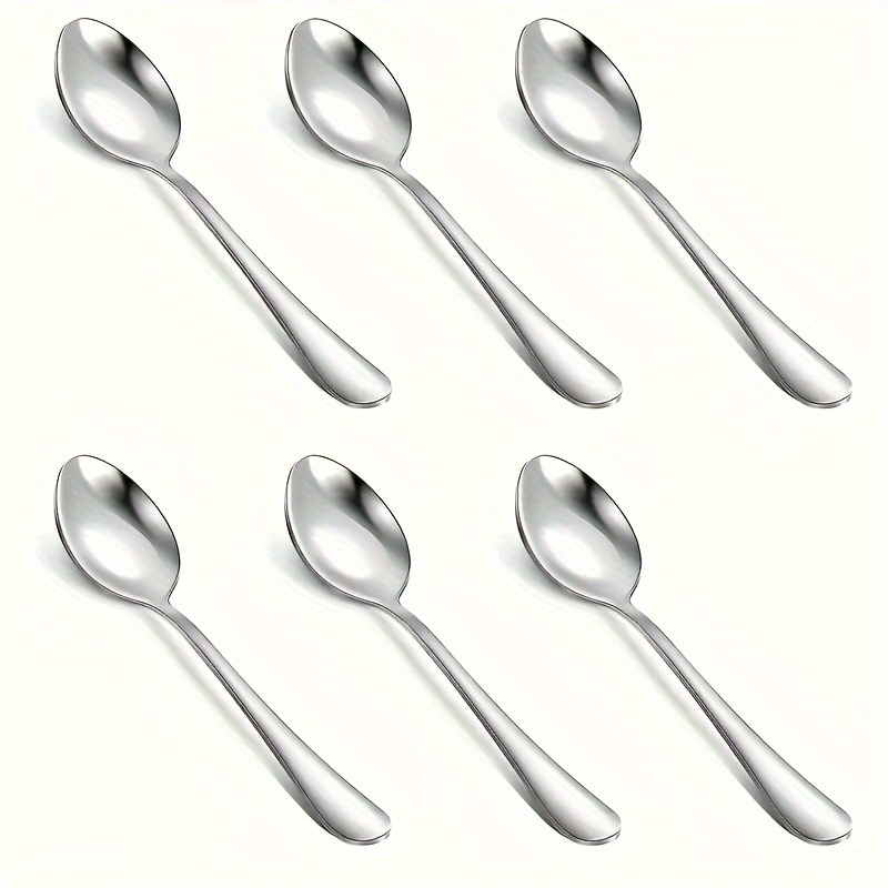E-shop 6-teiliges Teelöffel-Set aus Edelstahl, Mini-Kaffee-Löffel, Dessertlöffel, Sofort-Kaffee-Löffel, hochglanzpoliert, geeignet für Küche zu Hause,