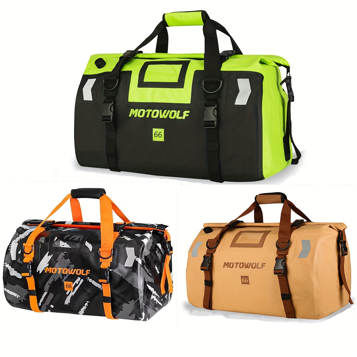 40l 66l motorcycle dry bag durable pvc high quality adjustable universal fit for off road motorcycles skiing camping hiking kayaking boating fishing earth yellow mixed colors