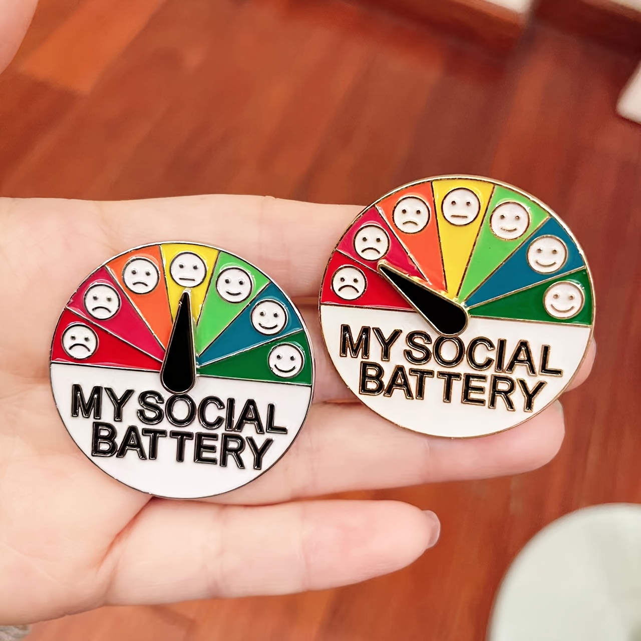 2pcs Brooch, Emotion Management, Metal Badge, Sliding And Rotating , Chest Badge, Bag Accessories