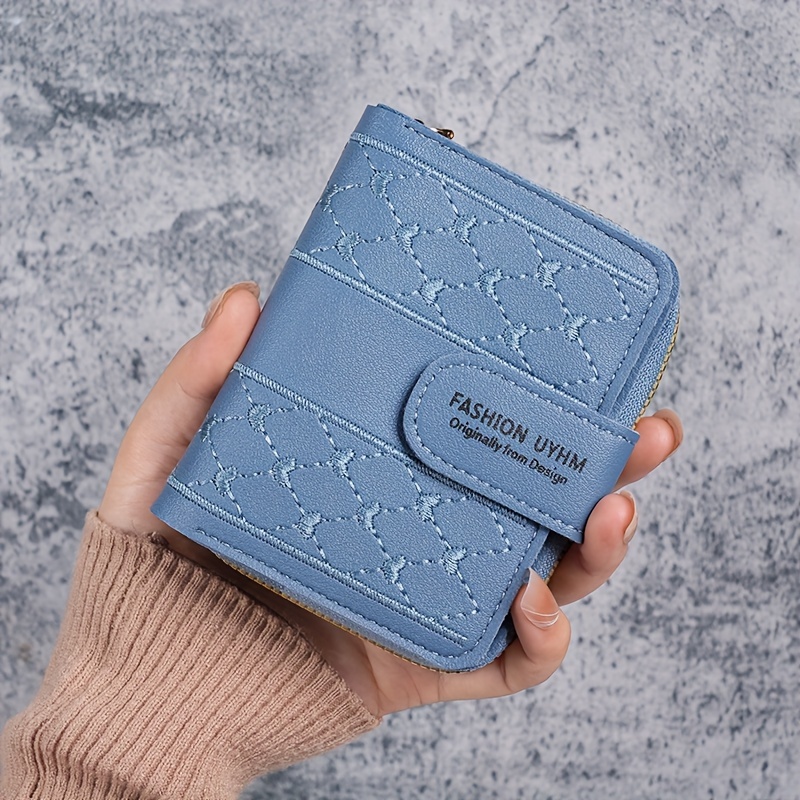2024 New Zipper Foldable Short Wallet Embroidered Large Capacity Women's Handbag Card Holder