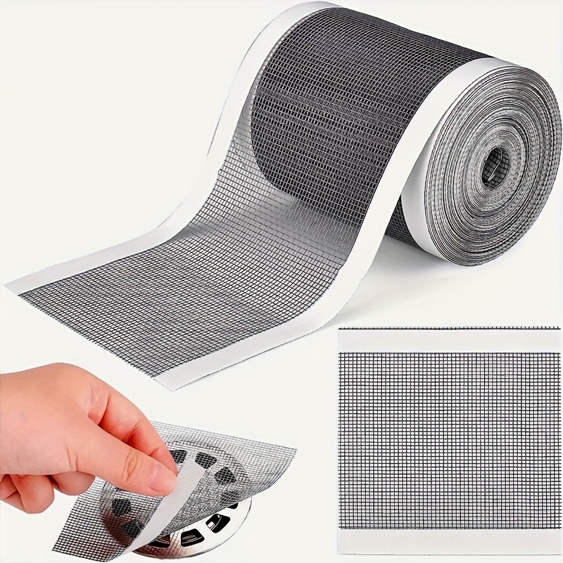 Protetor de ralo de chuveiro ajustável de 99.82cm, adesivo para dreno de piso autoadesivo, filtro de malha para pia, fácil de limpar, adequado para pisos de banheiro e acessórios de vaso sanitário RV
