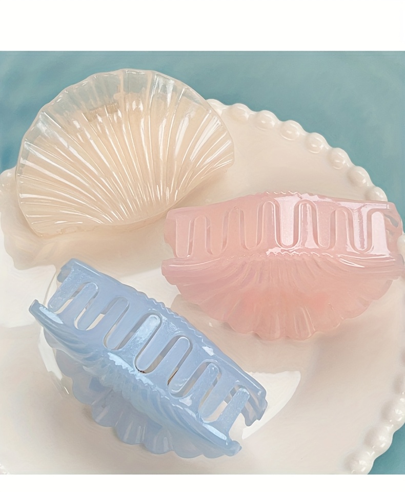 6pcs jelly shell claw clips dolphin with glitter straps   hair accessories cute animal hairstyles headpieces large shark clip   barrettes for everyday looks and beach parties Product details 3