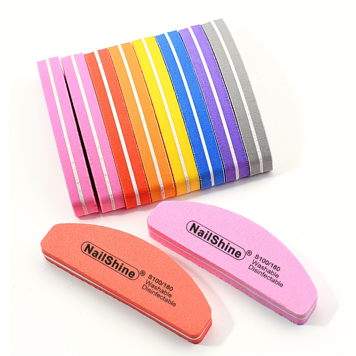 

20pcs Mini Half Moon Sponge Nail Files Set, Multicolor Nail Buffing Blocks, Nail Care Polishing Tools, Assorted Grits For Manicure & Pedicure