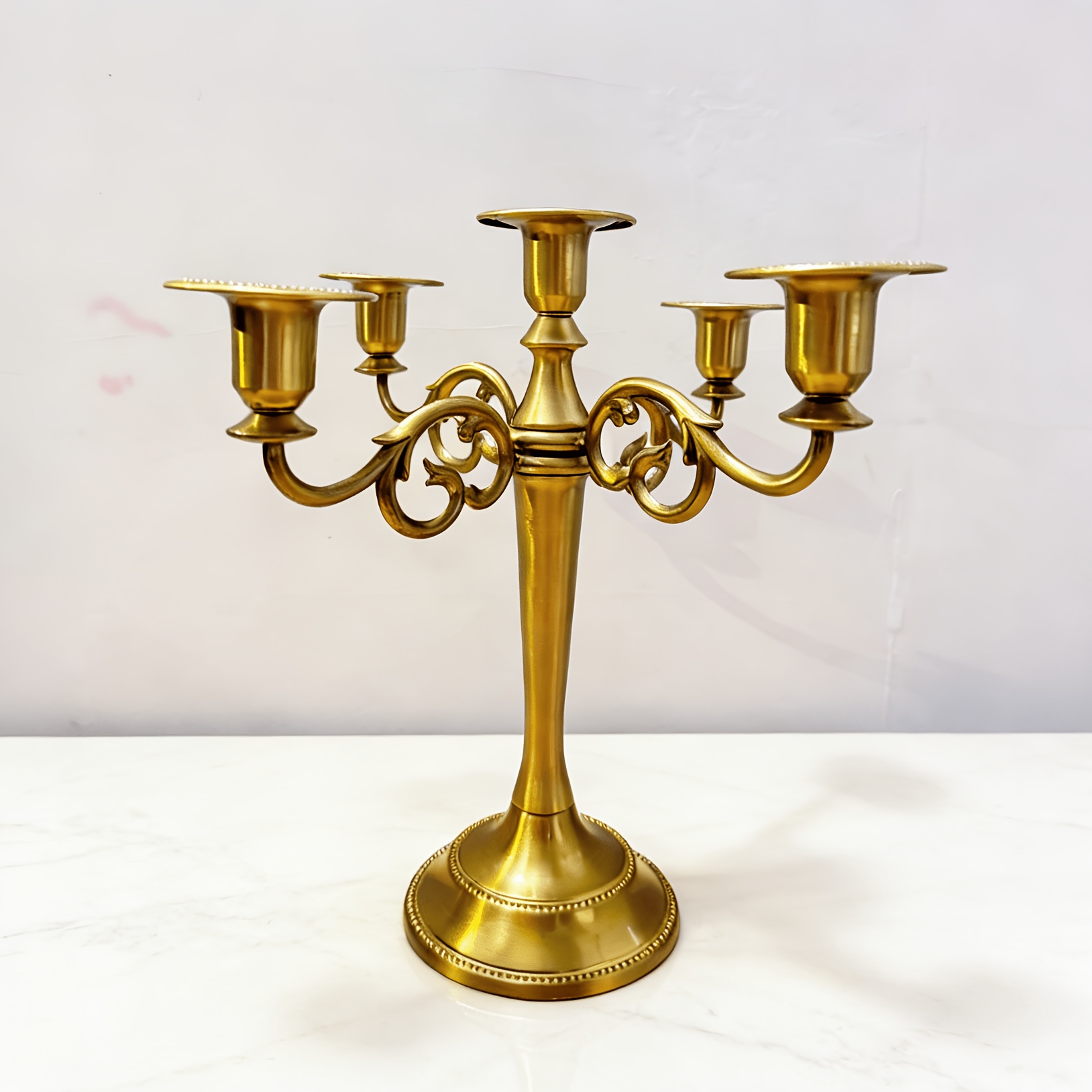 TEMU Metal 5-branch High Candelabra, Perfect For Weddings, Churches, Halloween, Christmas, Living Room And Dining Table Decor, Decoration, Household