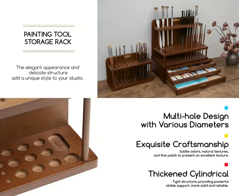 brush holder wooden paint brush organizer paint organizer for acrylic painting art supply storage for desk arts and crafts Product details 0