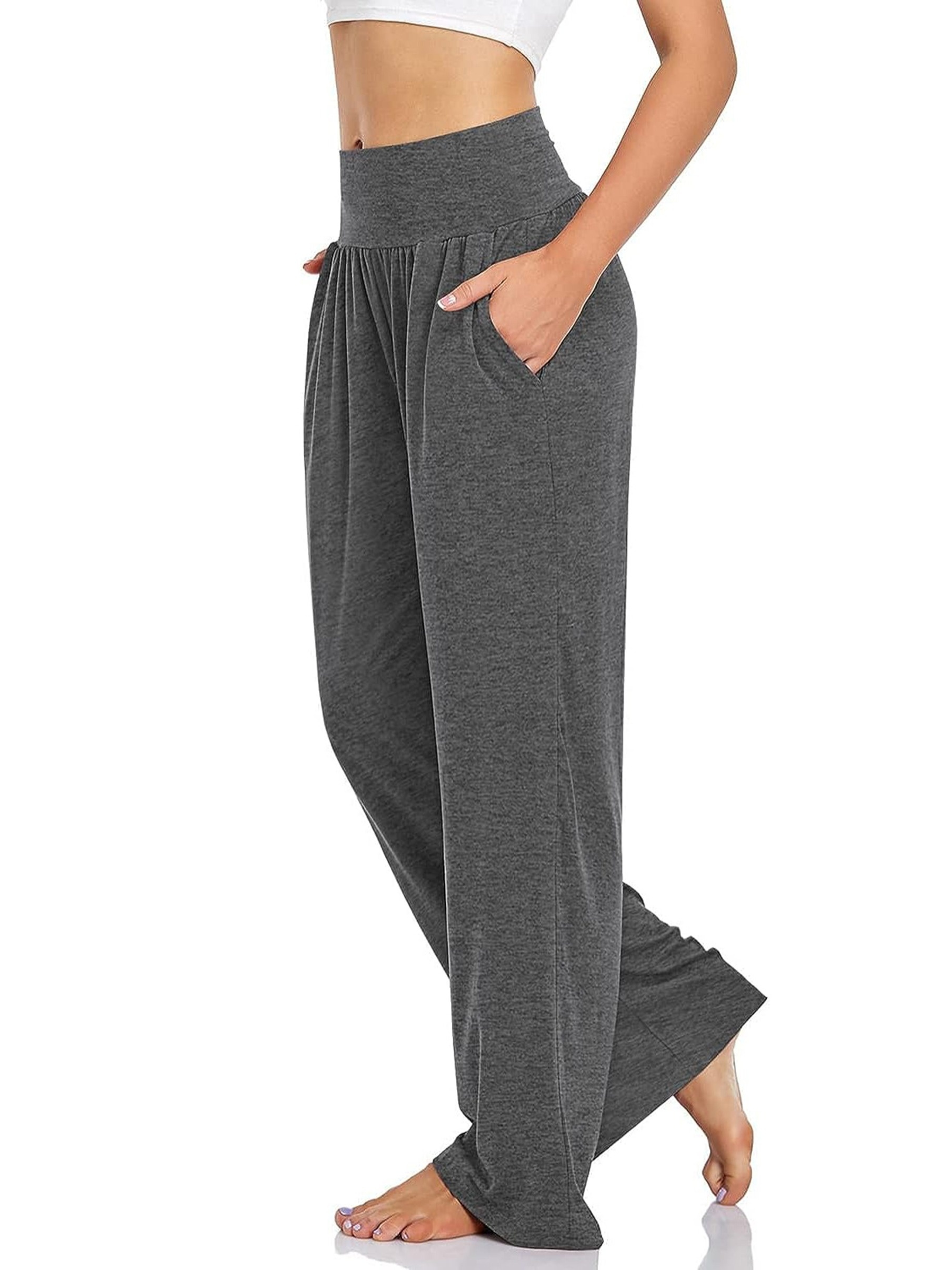 G4Free Wide Leg Yoga Pants with Pockets for Women Dress Pants Loose Lounge  Casual 29 31 33 Inseam : : Clothing, Shoes & Accessories