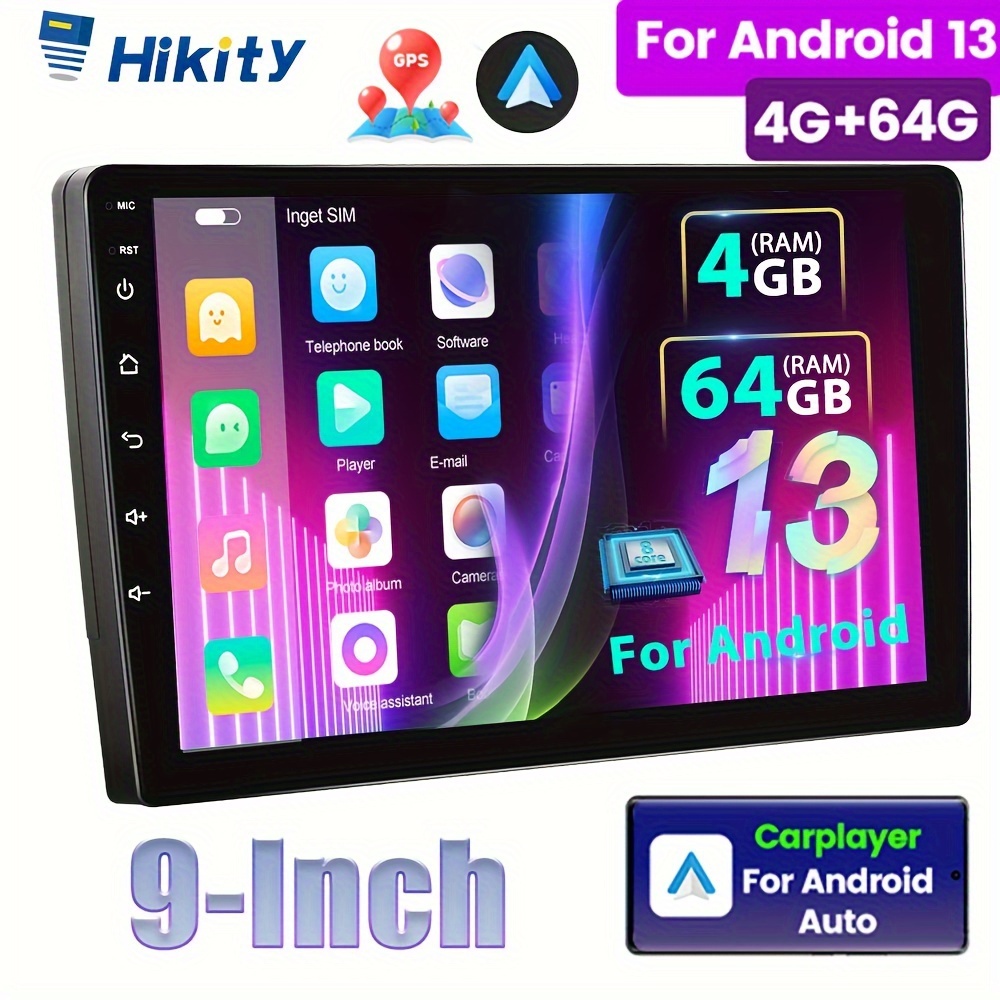 

Hikity 4+64gb For 13 Double Din Car Stereo With Wireless Carplayer For Auto, 8 9-inch Ips Touchscreen Radio, Gps, Wifi, 32eq Dsp, 59 Ui Themes