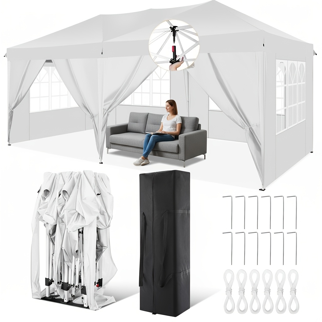 Image of 3x6m Pop-up Canopy With 6 Removable , , Stable Structure, With Carry Bag And 4 Sandbags, Suitable For Party Wedding, Outdoor Camping, Party Gathering And Other Kinds Of Outdoor Events