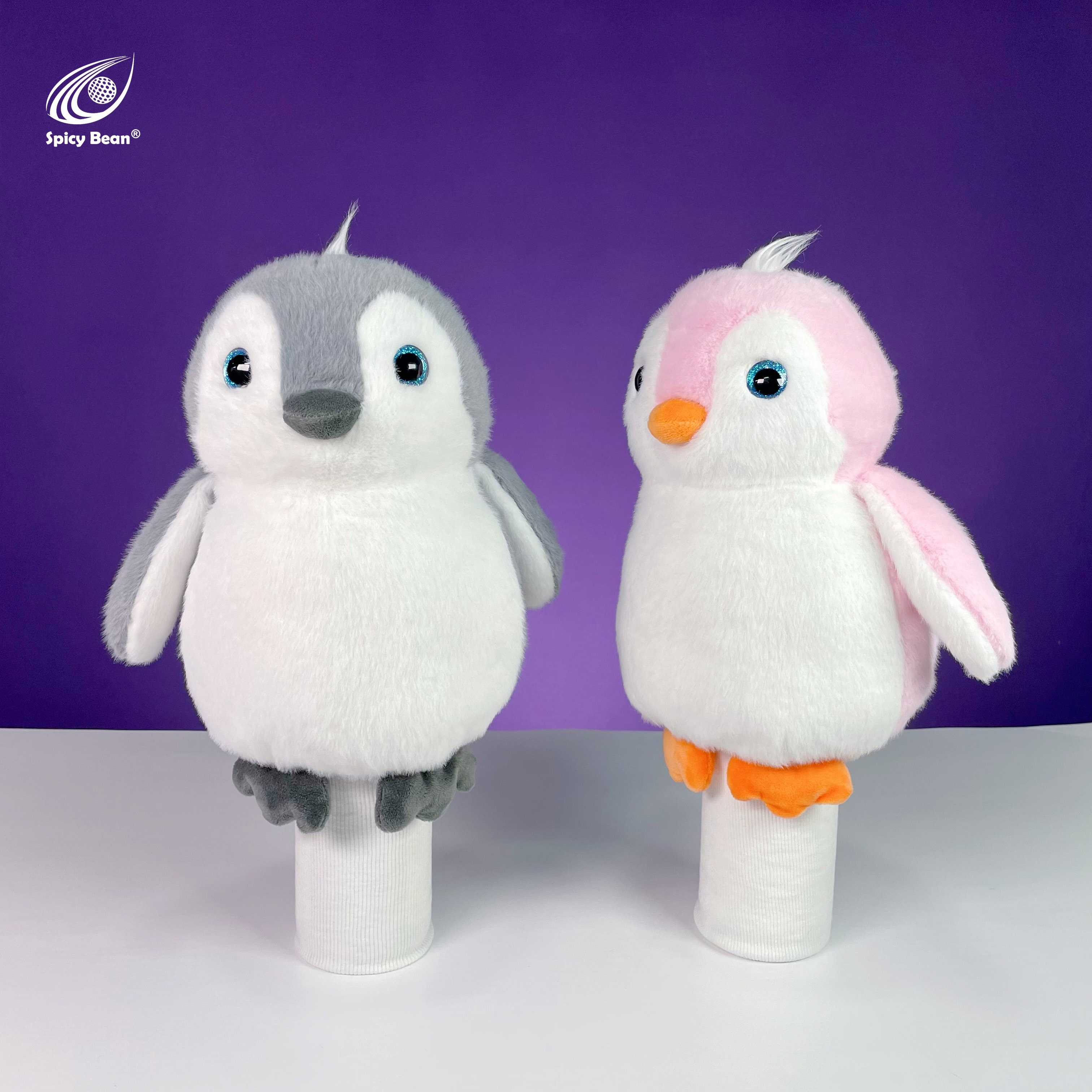 1pc spicy bean novelty penguin golf club headcover soft plush fabric fits standard 460cc driver realistic penguin design golf accessory gift for men and women 0