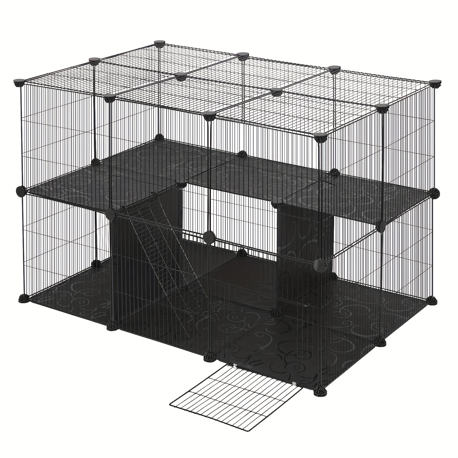 E-shop Außen-/Kaninchengehege geeignet für Meerschweinchen, Hamster, Katzen & Kleintiere – Robustes Drahtgitter-Gehege mit Bodeneinsätzen, geräumiger