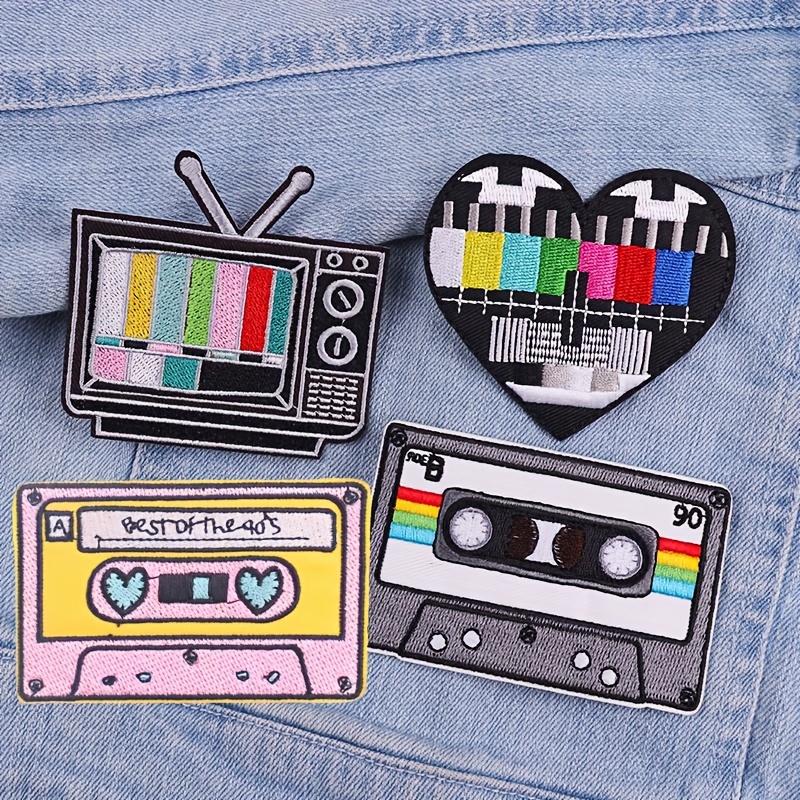 

4 Pcs & Cassette Tape Iron On Patches - Perfect For Retro Clothing Decor