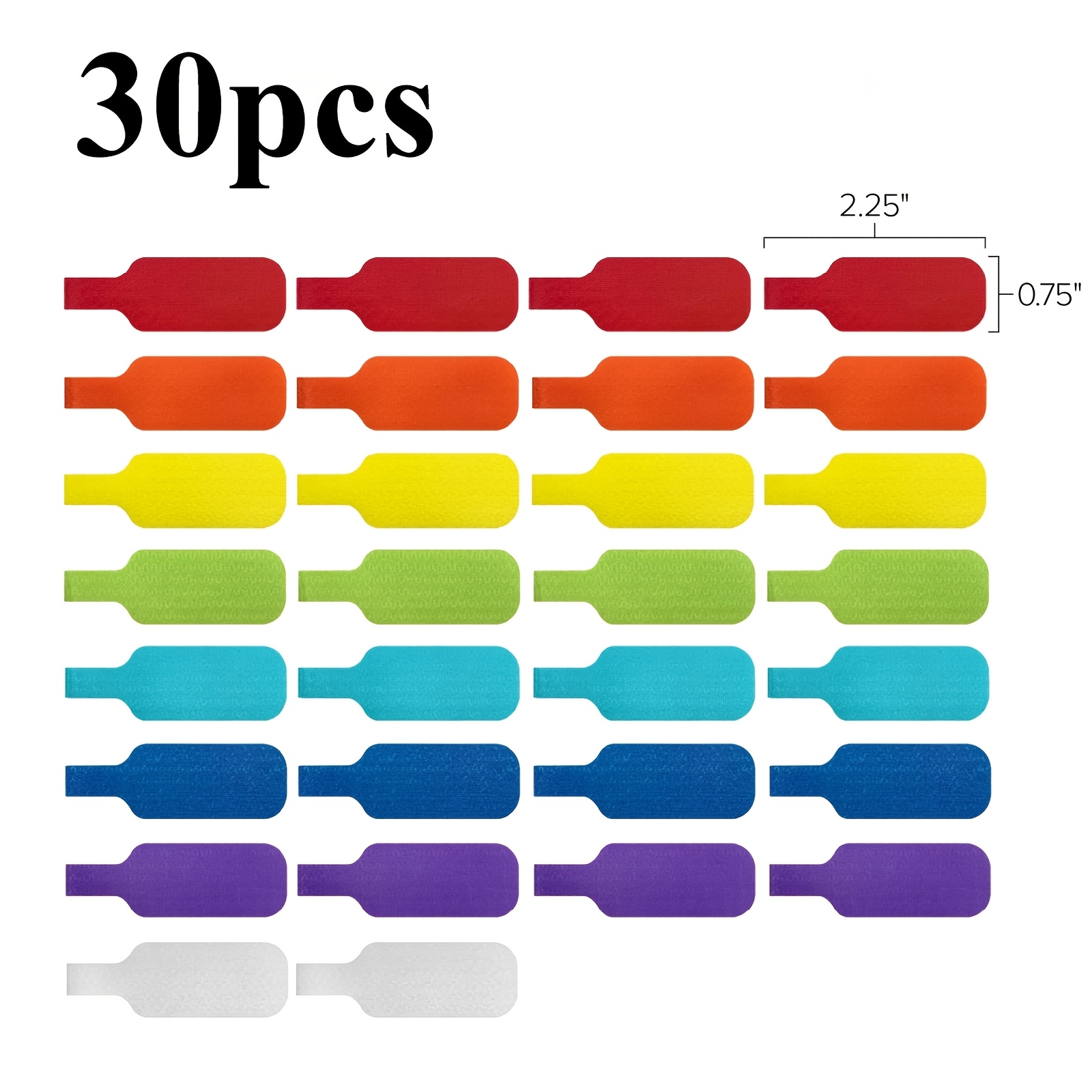 TEMU 30 Étiquettes colorées inscriptibles pour attaches-câbles - Marqueurs de fil en nylon durable pour une organisation et une identification