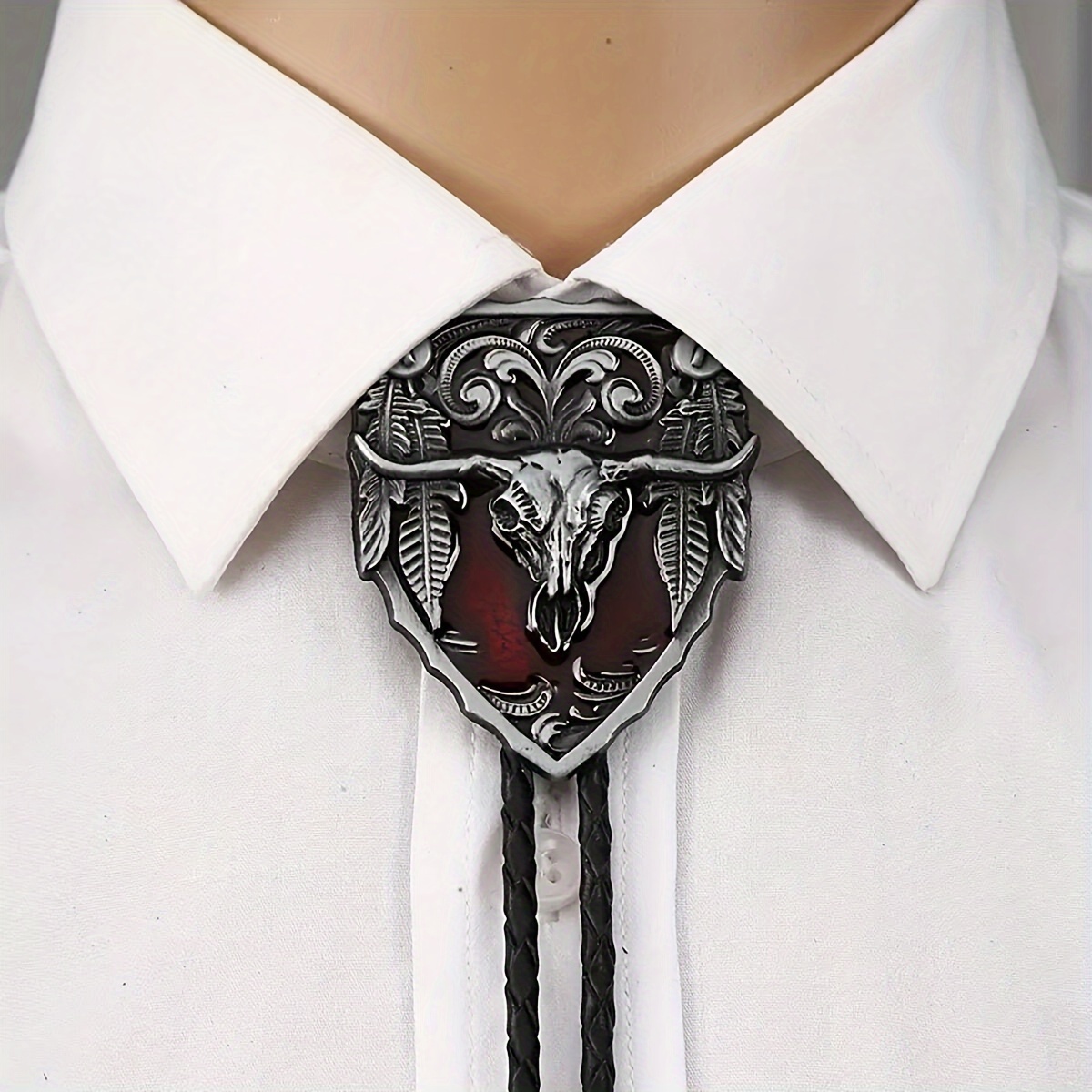 

1pc Retro Western Cowboy Bolo Tie, Fashion Casual Tie, Street Fashion Necklace For Men