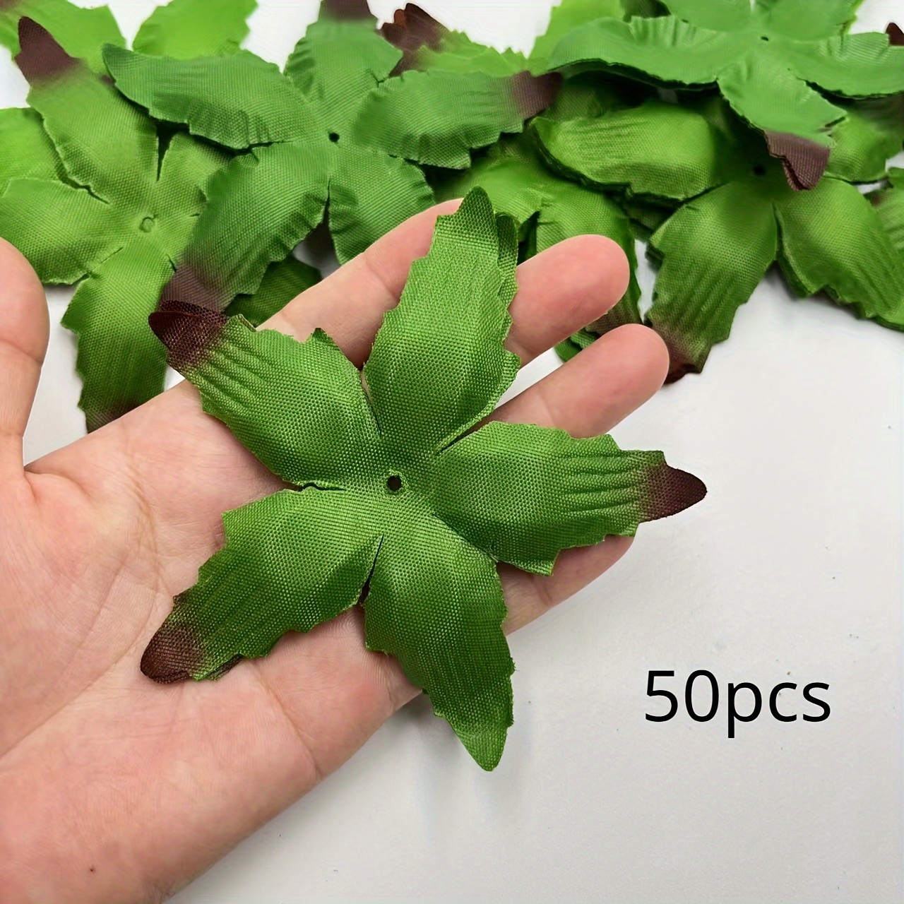 25/50pcs Green Artificial Fabric Flowers, Material For Diy Flower Making, Wedding Bouquets, Centerpieces, Party Rose Vine Table Decorative Garlands