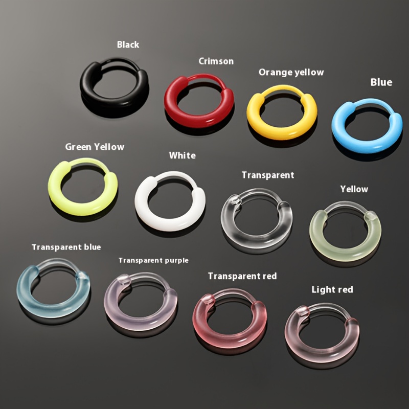 4pcs Minimalist Resin Hoop Earrings Prevent Ear Piercing Clogging