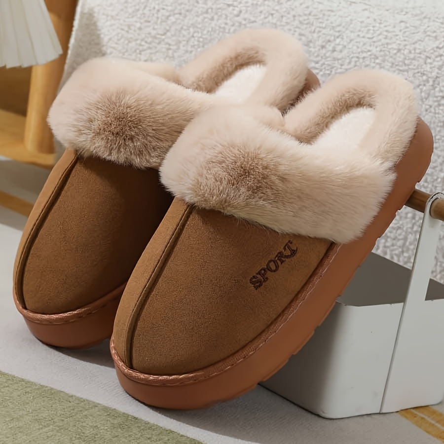 

Unisex Furry Slippers Comfortable Plush Lined Slip-on Casual House Shoes With Eva Sole - Non-slip, Lightweight, Warm For Indoor/outdoor Daily Wear