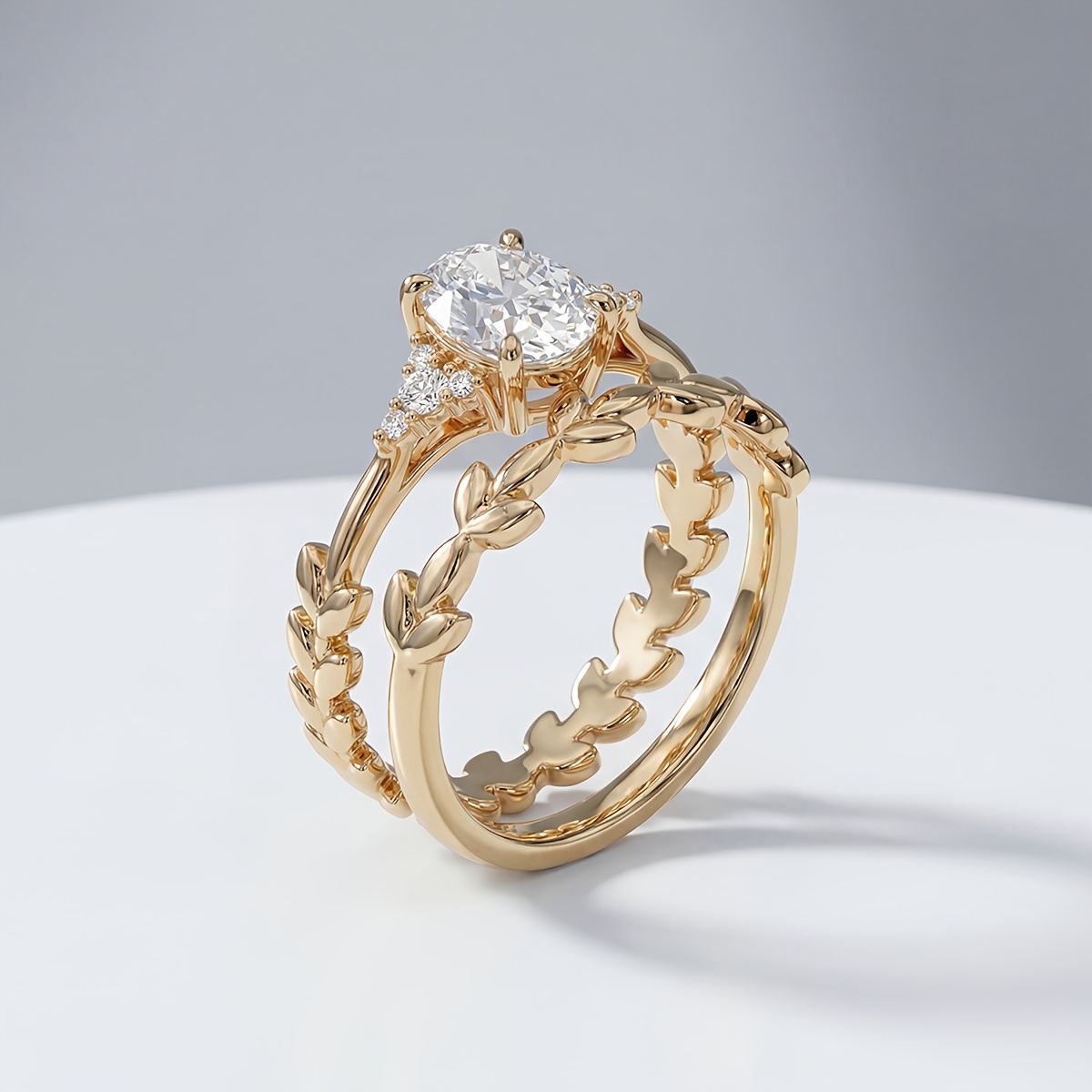 2pcs Wheat Leaf Ring Set, Women's Daily Wear Accessory
