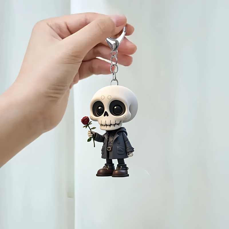 

Cute Skull Acrylic Keychain, Flat Key Ring Charm For Backpacks, Car Keys, And Pet Lovers Gift, 1pc