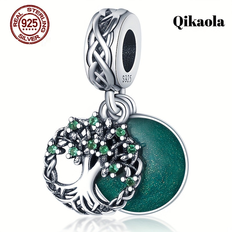 

S925 Sterling Silver Green Life Tree Bead Women's Fashion Pendant Suitable For Pandora Original Bracelet Diy Women's Jewelry Birthday Engagement Gift 2024 New Silver Weight 3g