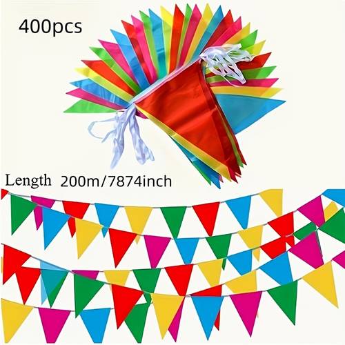 400 flags colorful flags multi colored flags flag shaped decorative ribbons carnival decorations outdoor event decorations classroom decorations red yellow blue green pink ideal for decorating family parties