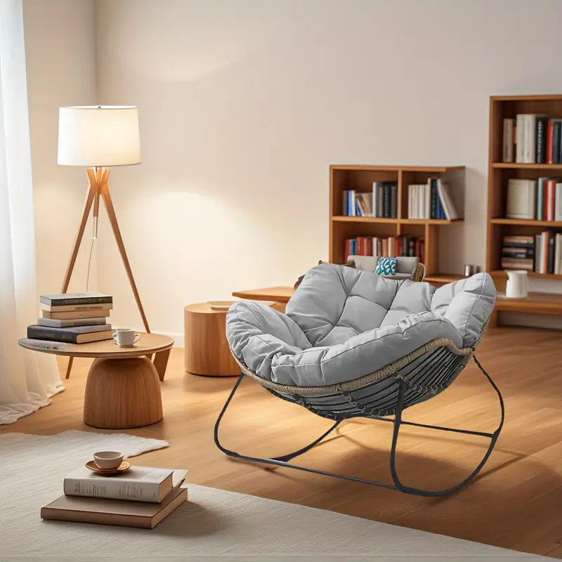 shaking chair lazy person rattan sofa living room balcony household leisure recliner rocking chair details 0