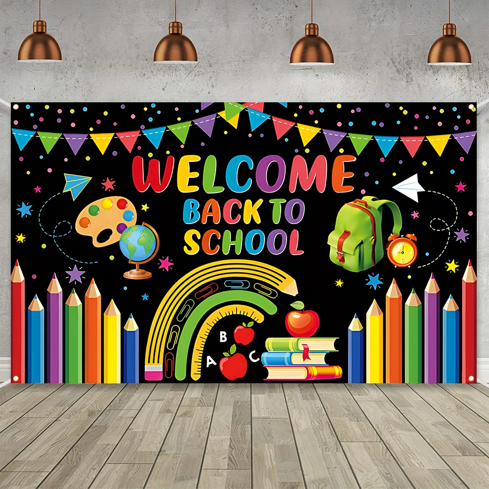 

Welcome Back To School Polyester Banner 180cm X 110cm - Multipurpose Decoration For Classroom, Home, Parties, And Photo Booths - Durable And Reusable Festive Banner