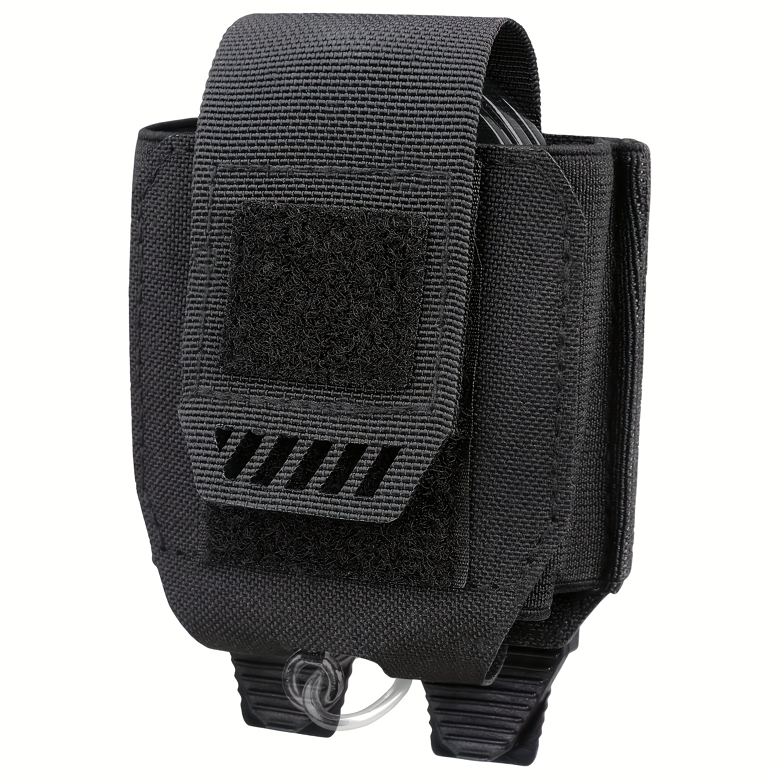 Image of 1000d Nylon Black Quick-release Molle Handcuff Pouch - A Black Outdoor Safety Waist Bag With A Secure Closure For And Protection Of Additions, Designed For Outdoor Molle Tool Hanging Bags