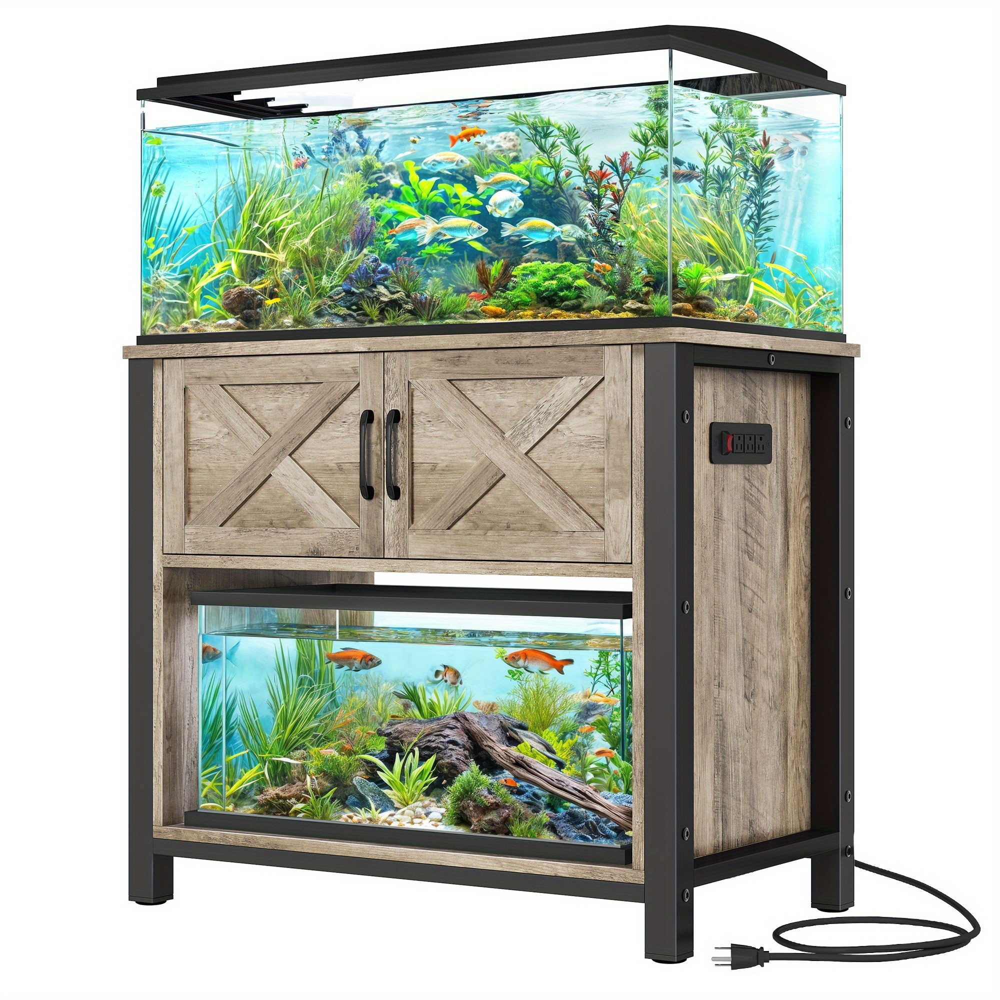 

Phabules Aquarium Stand, Electrical Outlets, Spacious 40- 55 Gallon Fish , Reptile Terrarium Cabinet, High Capacity