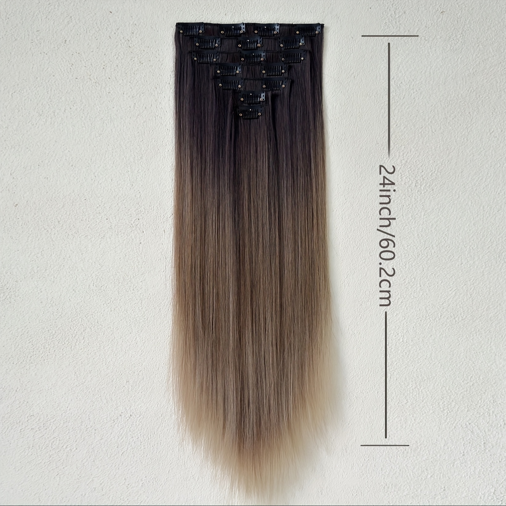 clip in hair extensions 16 clips 22 inch set ombre long straight hair extension for women synthetic hair extensions hairpieces details 5