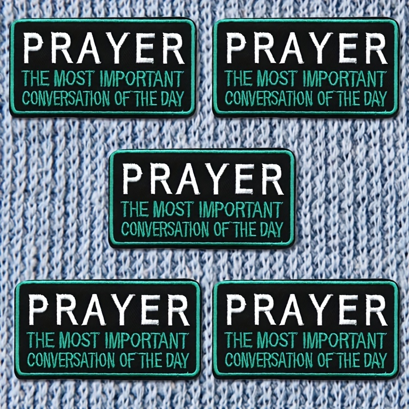 

5pcs Inspirational ": The Most Conversation Of " Embroidered Patches, Mixed Colors - Rectangular Fabric Decals For Trucker Hats, Jackets, Coats, Jeans, Backpacks - Fashionable Accessories