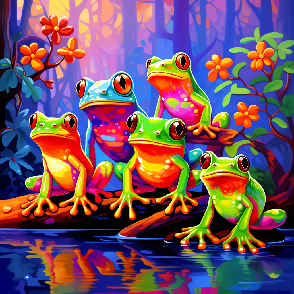 

1pc Large Size 40x40cm/15.7x15.7in Without Frame Diy 5d Artificial Diamond Art Painting Beautiful Frogs, Full Rhinestone Painting, Diamond Art Embroidery Kits, Handmade Home Room Office Wall Decor