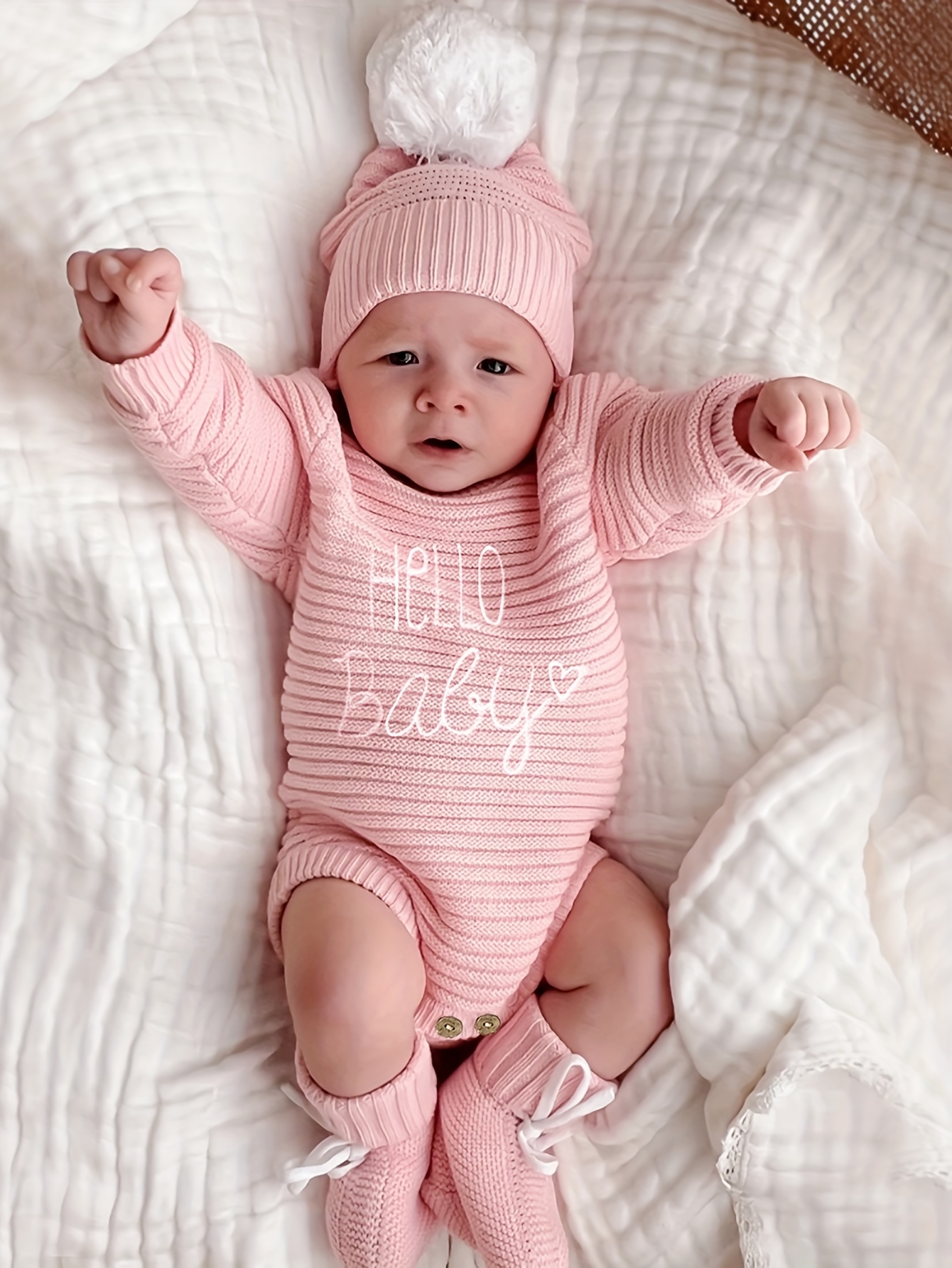 2pcs baby girl knit hooded sweatsuit set newborn season Temu Bahrain