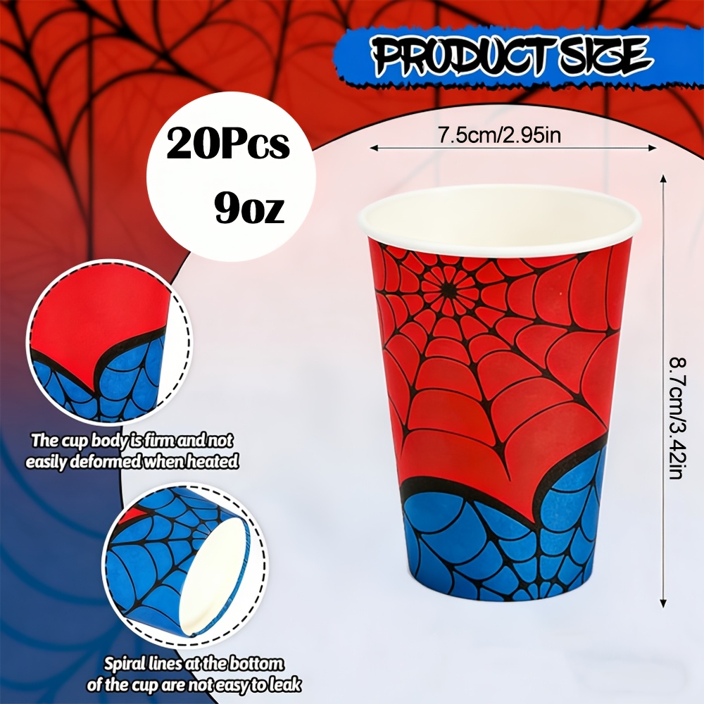 Image of 10/20/40pcs 9oz - Party Paper Cups Red Blue Party Cups For Theme Birthday Party Decorations Super Hero Party Supplies For Halloween、christmas