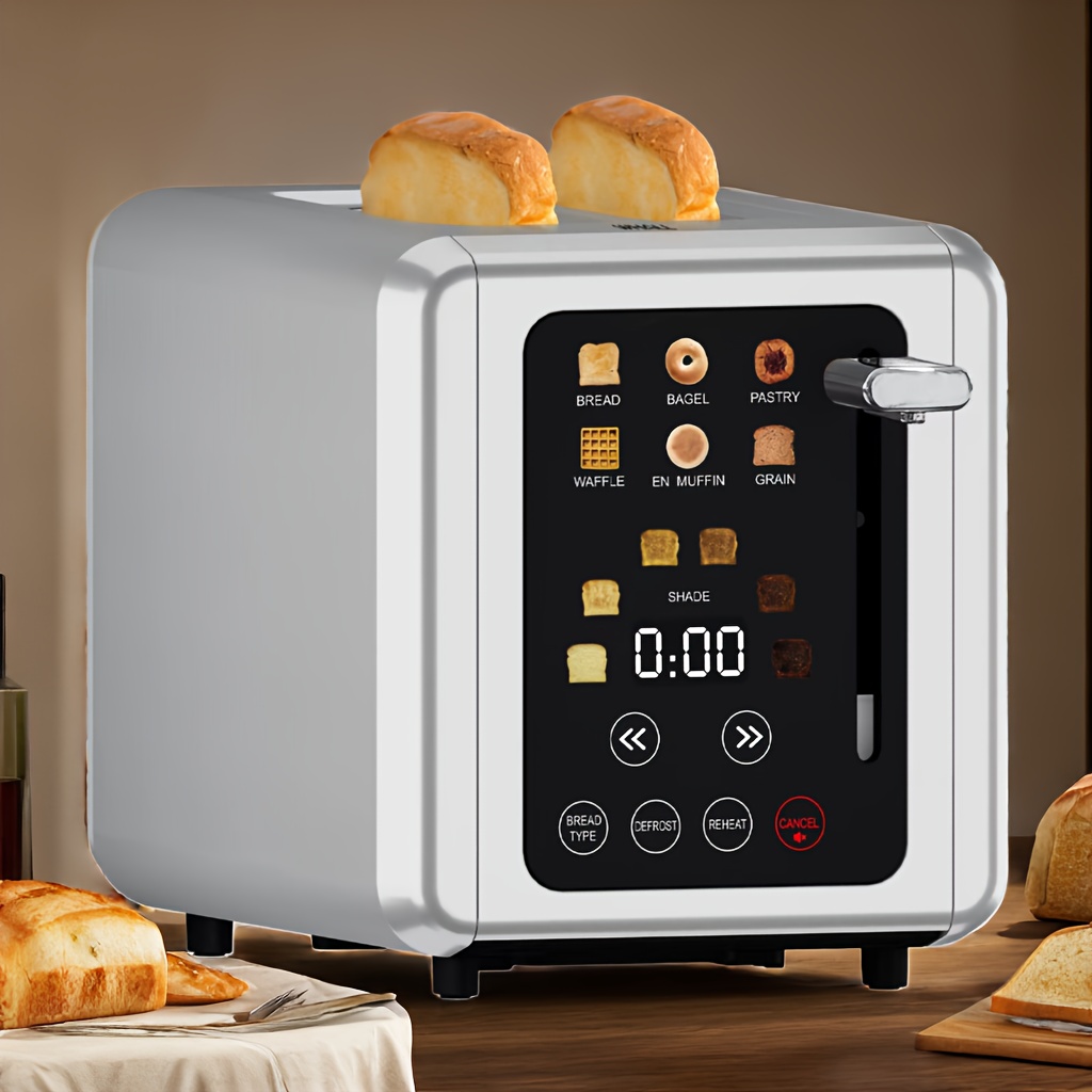 

® Touch Screen Toaster 2 Slice, 6 Shade Settings, Cancel And 6 Bread Types. Defrost Functions, Stainless Steel Digital Timer Toaster, Smart Extra Wide Slots Toaster With Bagel