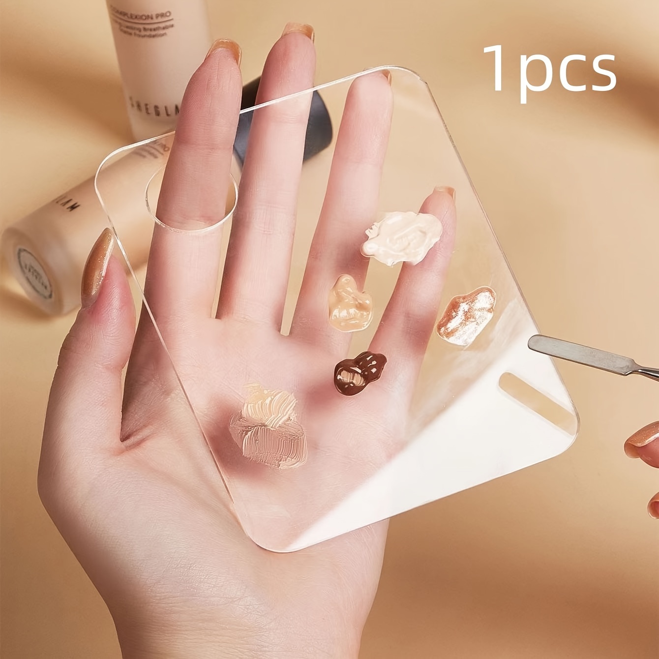 1pc Acrylic Makeup Palette, Cosmetic Mixing Palette, Nail Art Tool, Eyeshadow And Eyelash Makeup, Professional Blending