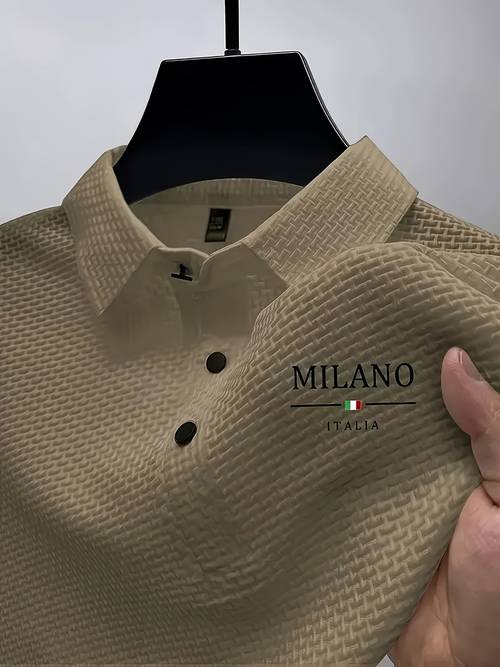summer new mens jacquard letter printed comfortable short sleeve top elastic breathable t shirt for and outdoor activities collar golf shirt